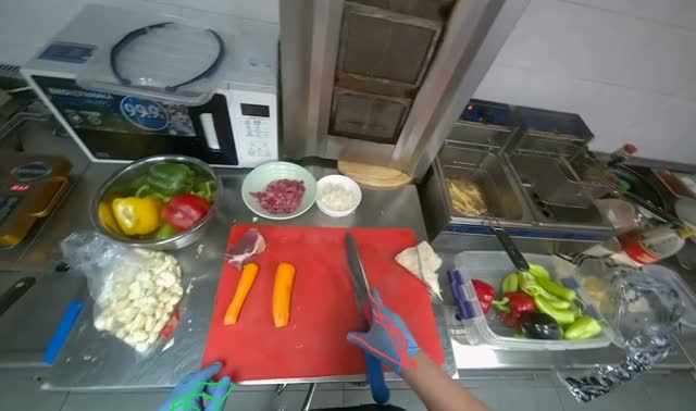 Chopping carrot on cutting board: egocentric robotics sample