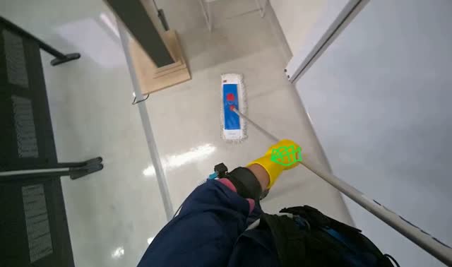 Mopping lecture hall floor: egocentric robotics sample