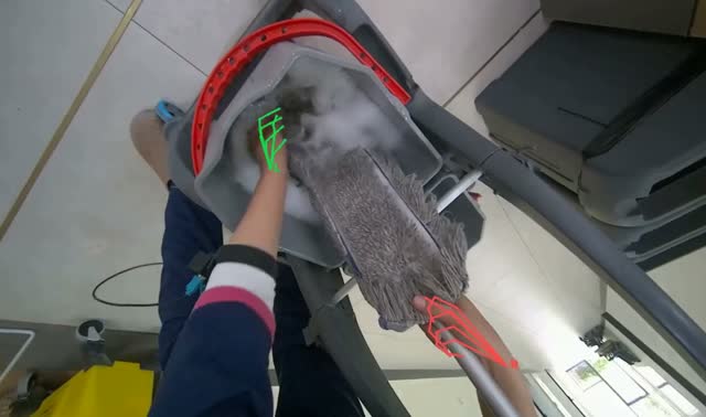 Washing mop head in bucket: egocentric robotics sample