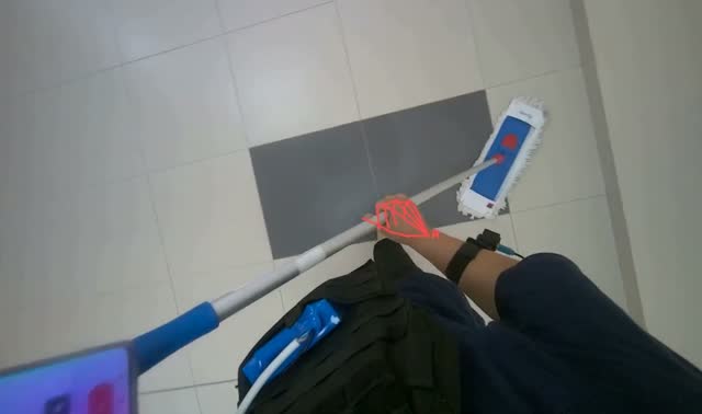 Mopping office floor: egocentric robotics sample