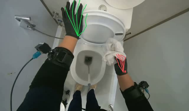 Cleaning restroom toilet: egocentric robotics sample