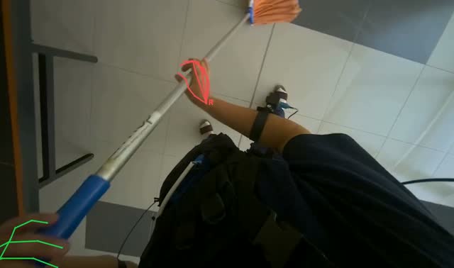Sweeping tiled floor: egocentric robotics sample