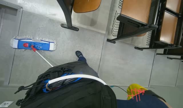 Mopping lecture hall floor: egocentric robotics sample