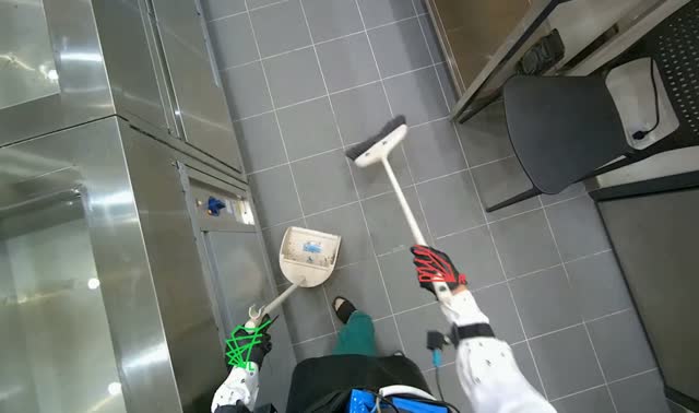 Sweeping kitchen floor: egocentric robotics sample