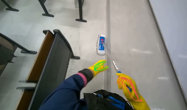 Mopping lecture hall floor: egocentric robotics sample
