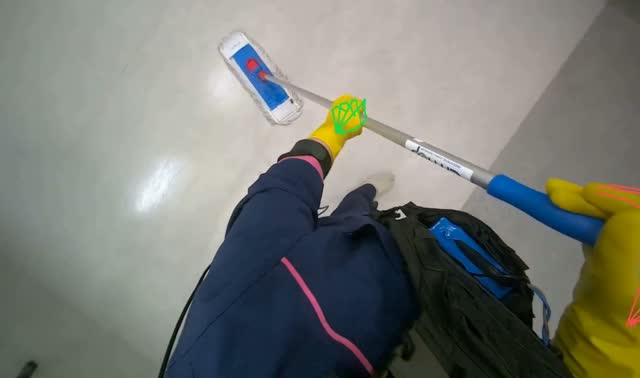 Mopping floor and moving equipment: egocentric robotics sample