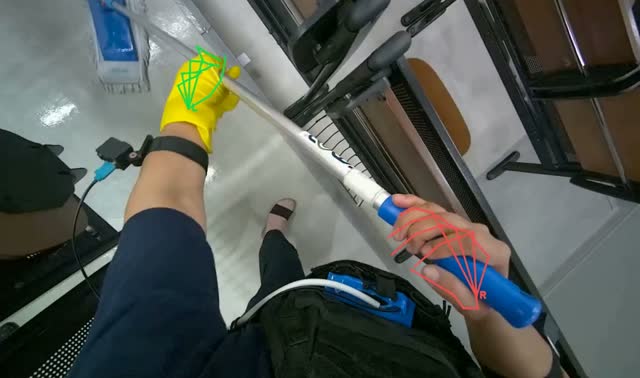 Mopping stairs with flat mop: egocentric robotics sample