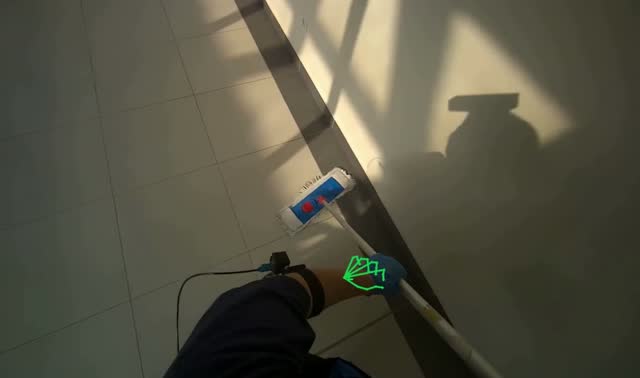 Mopping hallway floor: egocentric robotics sample