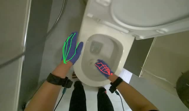 Cleaning toilet and surrounding area: egocentric robotics sample