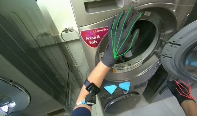 Transferring laundry between machines: egocentric robotics sample