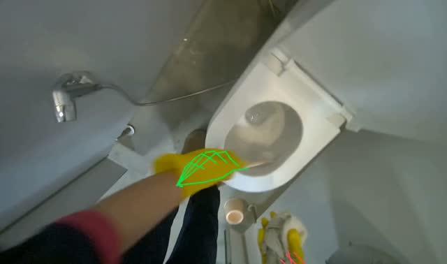 Cleaning toilet bowl interior: egocentric robotics sample