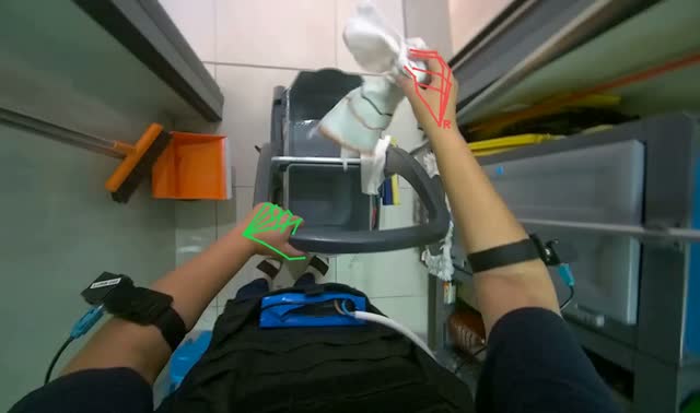 Preparing cleaning equipment: egocentric robotics sample