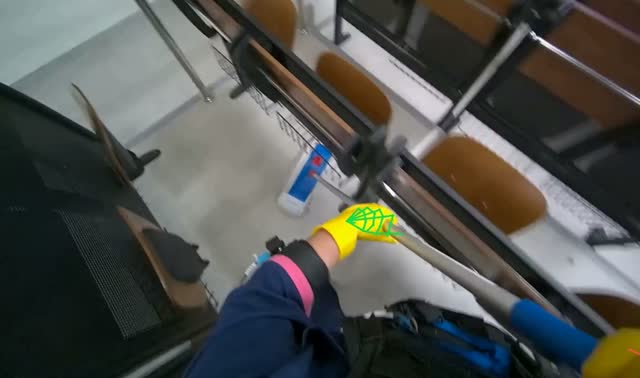 Mopping lecture hall floor: egocentric robotics sample