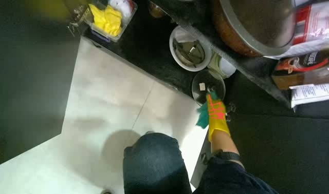 Wiping inside kitchen cabinet: egocentric robotics sample