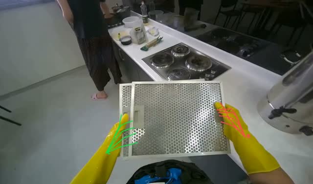 Cleaning and installing range hood filters: egocentric robotics sample