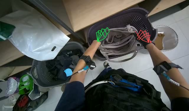 Organizing items into a bag: egocentric robotics sample