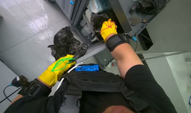 Organizing trash bags on cart: egocentric robotics sample