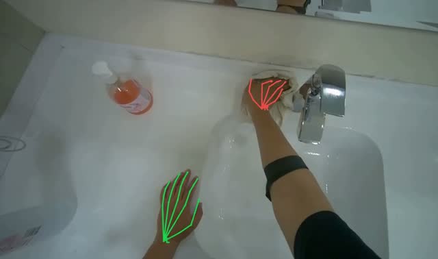 Wiping bathroom counter and sinks: egocentric robotics sample