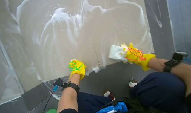 Scrubbing floor with sponge: egocentric robotics sample