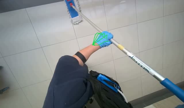 Wringing mop in bucket: egocentric robotics sample