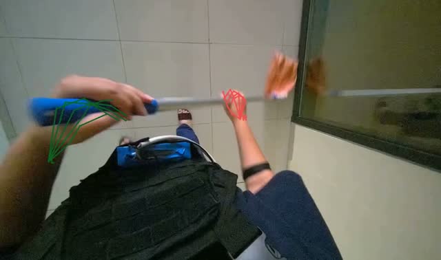 Mopping floor with string mop: egocentric robotics sample