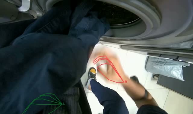 Transferring clothes from washer to dryer: egocentric robotics sample