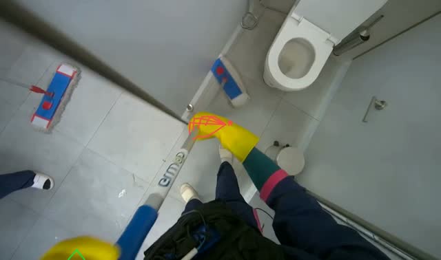 Mopping restroom floor: egocentric robotics sample