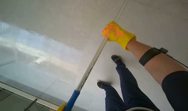 Mopping hallway floor: egocentric robotics sample