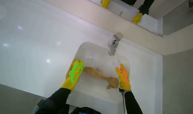 Rinsing cleaning cloth: egocentric robotics sample