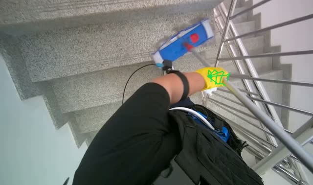 Mopping the side of the stairs: egocentric robotics sample