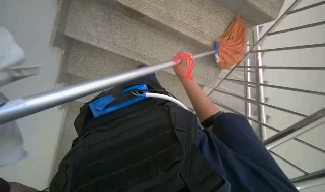 Mopping the stairs: egocentric robotics sample