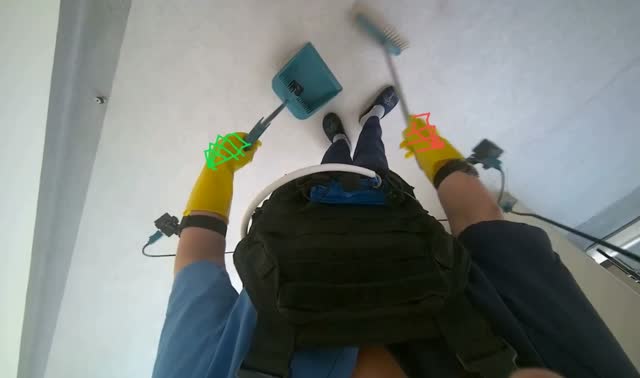 Sweeping floor with brush and dustpan: egocentric robotics sample