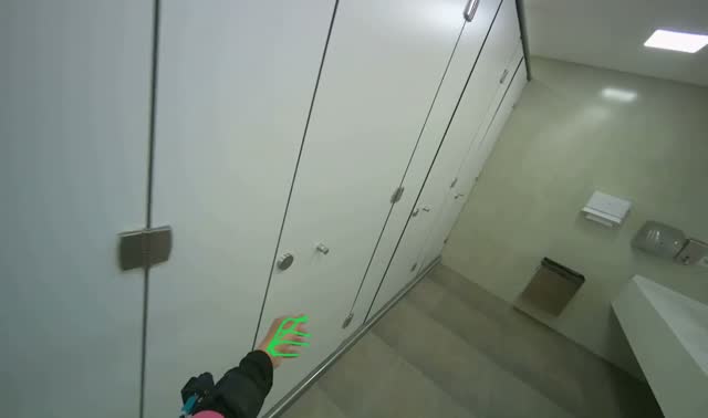 Cleaning restroom floor: egocentric robotics sample