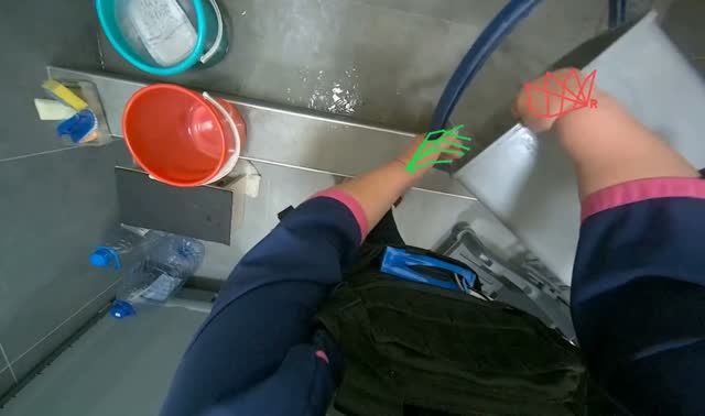 Preparing cleaning equipment and area: egocentric robotics sample