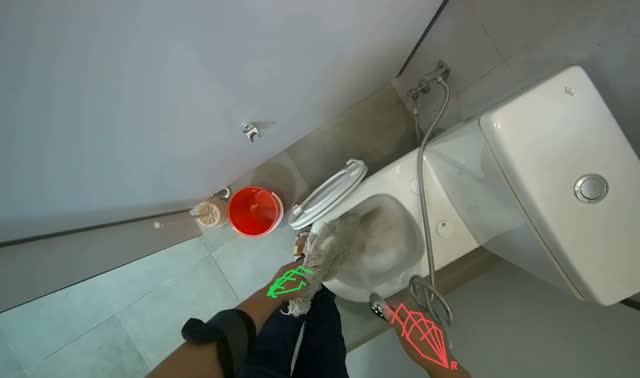 Cleaning toilet bowl: egocentric robotics sample