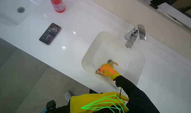 Wiping sinks and counters: egocentric robotics sample