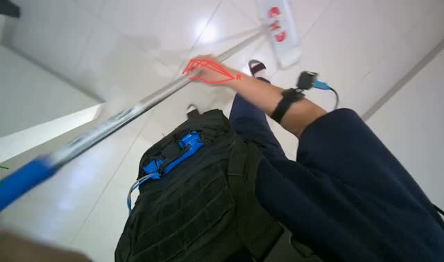 Mopping floor with flat mop: egocentric robotics sample