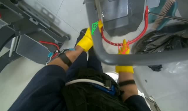 Emptying and rinsing cleaning bucket: egocentric robotics sample