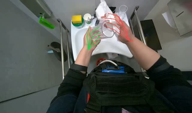 Cleaning glasses at sink: egocentric robotics sample