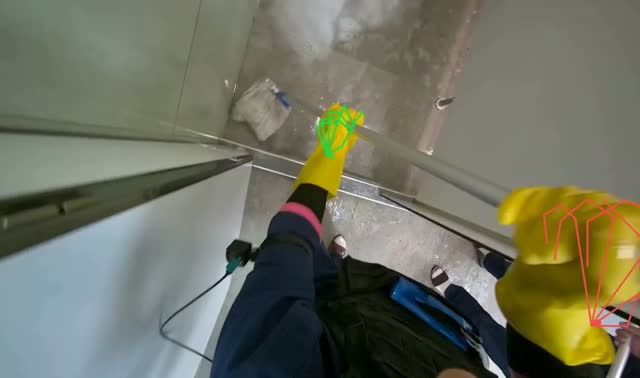 Mopping bathroom floor: egocentric robotics sample