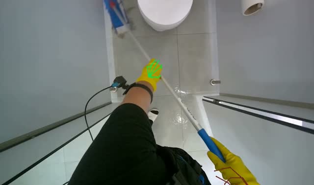 Mopping restroom floor: egocentric robotics sample