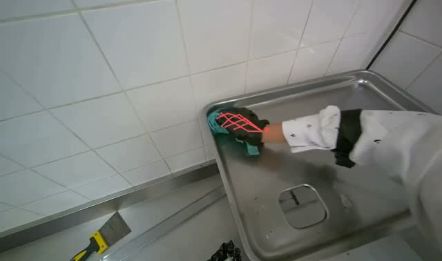 Cleaning metal tray: egocentric robotics sample