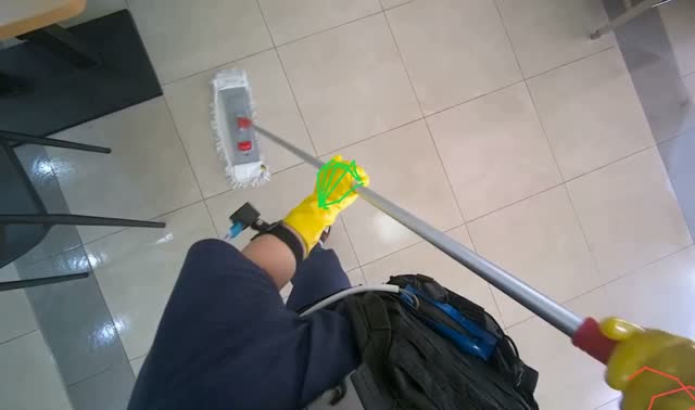 Mopping cafeteria floor: egocentric robotics sample