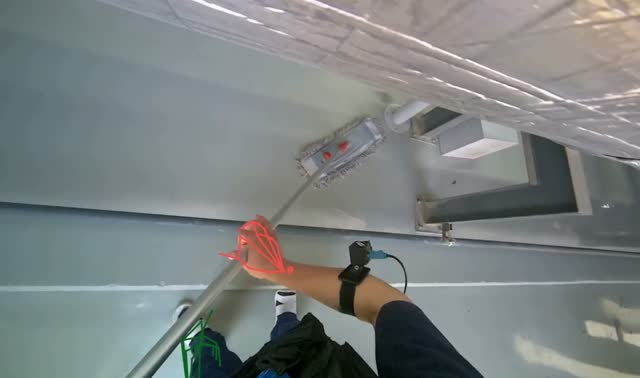 Mopping floor under pipe: egocentric robotics sample
