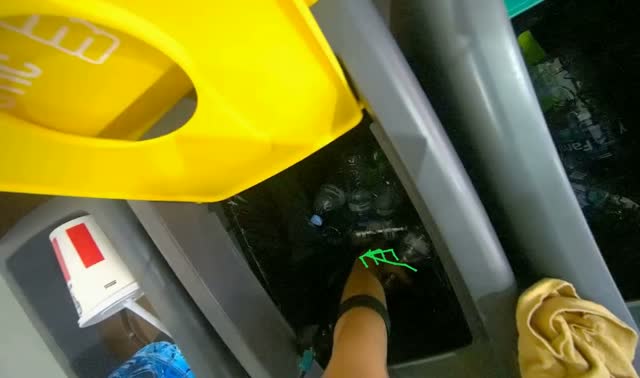 Sorting plastic bottles into bin: egocentric robotics sample