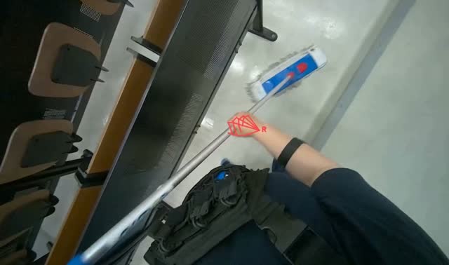 Cleaning floor with brush: egocentric robotics sample