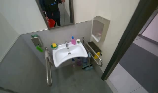 Preparing cleaning supplies and solution: egocentric robotics sample
