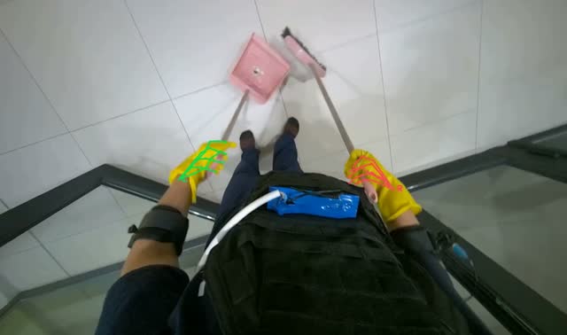 Sweeping floor with broom and dustpan: egocentric robotics sample