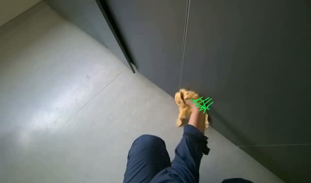 Wiping kitchen cabinet doors: egocentric robotics sample