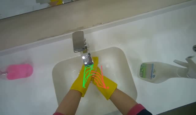 Cleaning bathroom sink and faucet: egocentric robotics sample